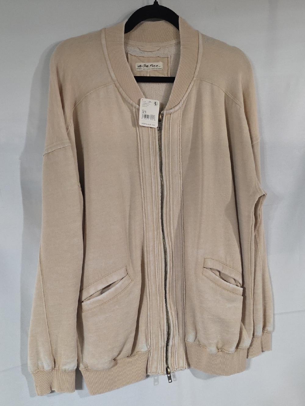We The Free Beige Full-Zip Bomber